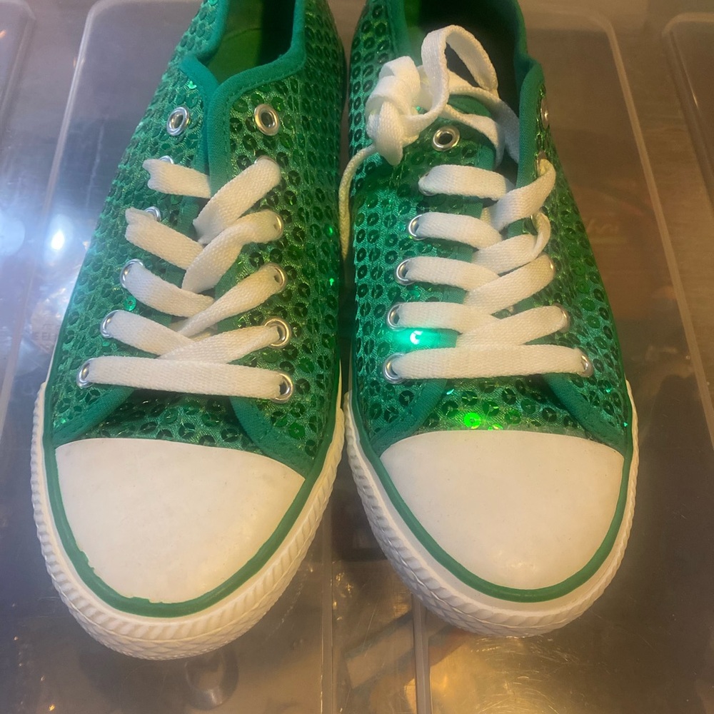 Green Sequin Ladies Sneakers